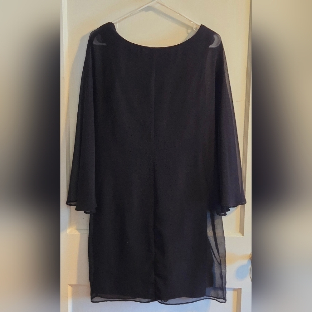 NWOT | Connected Apparel | Black V-Neck Dress with Flutter Sleeves | Size: 10 - Picture 8 of 9